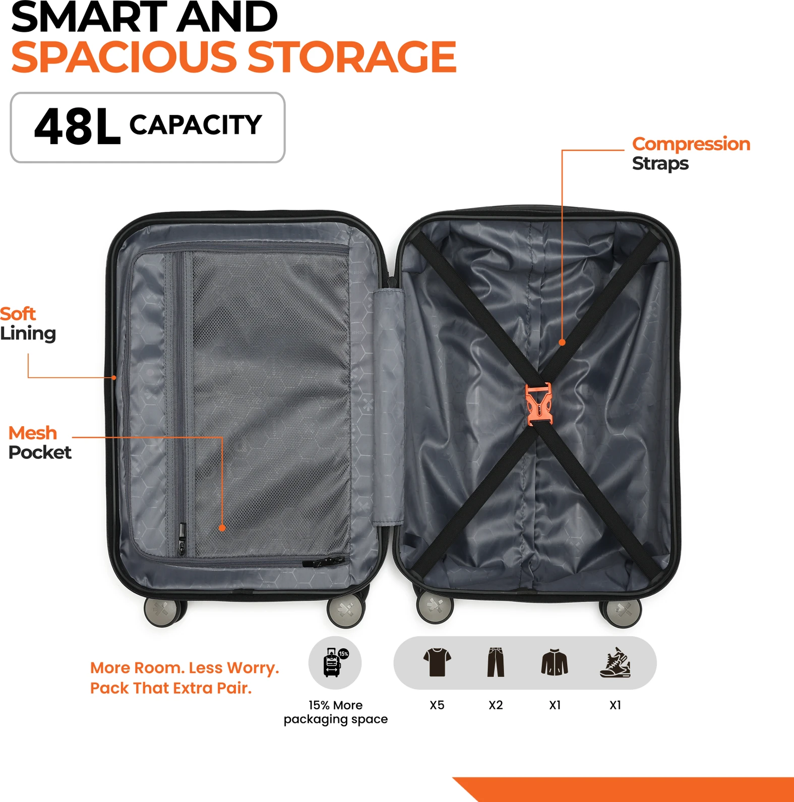 HRX Laptop Cabin Suitcase (55 cm) 8 Wheels - Grit Laptop - Silver